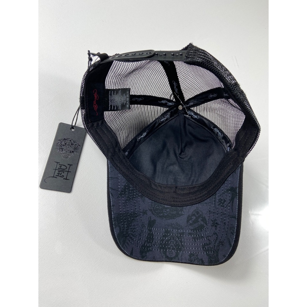 Ed Hardy Hat Black Mesh Trucker Cap Skull And Dagger One Size Fits All Snapback - Picture 6 of 8